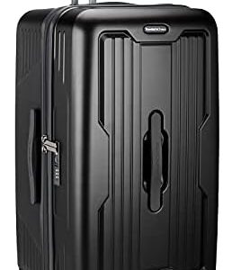 Traveler's Choice Ultimax II 26" Medium Trunk Spinner Luggage, Tie Down Straps, Matte Black, Checked Inch