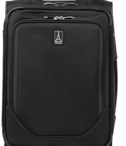 Travelpro Crew Classic Lightweight Softside Expandable Carry on Luggage, 8 Wheel Spinner Suitcase, Men and Women, Carry On 21-Inch, Black