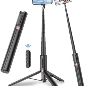 TONEOF 67" Cell Phone Selfie Stick Tripod,Smartphone Stand All-in-1 with Integrated Wireless Remote,Portable,Lightweight,Extendable for iPhone/Android(Black)