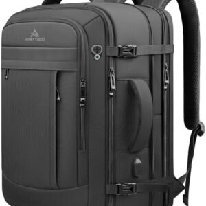 Travel Backpack, 50L Expandable Extra Large Laptop Backpack, Carry On Backpack Airline Approved Water Resistant Business Suitcase Daypack Bag Fits 17 Inch Laptops, Travel Gifts for Men Women, Black