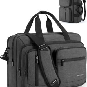 BAGSMART 3 In 1 Laptop Bag for Men, Computer Briefcase 17.3 Inch Laptop Water-Repellent Shoulder Bag, Computer Bag Business Travel Office, Black