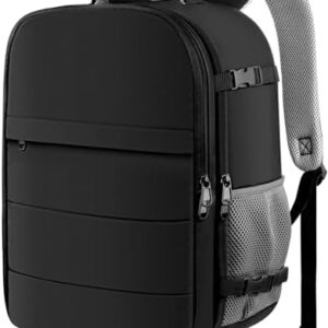 HOTOR Travel Backpack - Flight Approved Travel Bag for Men and Women, Carry on Luggage for 15.6" Laptop and Travel Essentials for Work, Business, Weekender, College 11.8"x7.9"x17.3" (Black)