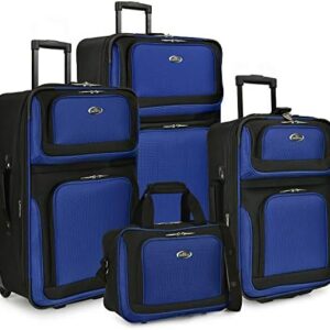 U.S. Traveler New Yorker Lightweight Softside Expandable Travel Rolling Luggage, Blue, 4-Piece Set (15/21/25/29)