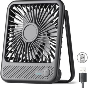 Koonie USB Desk Fan, Strong Wind Ultra Quiet Small Personal Fan with 180° Tilt Folding and 3 Speeds Adjustable, USB-C Corded Powered Mini USB Fan for Office Desktop Bedroom, NO BATTERY