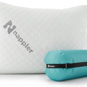 Small Shredded Memory Foam Pillow for Travel and Camping - Compressible Medium Firm Bed Pillow, Contoured Support, Breathable Cover, Machine Washable, Ideal Backpacking, Airplane and Car