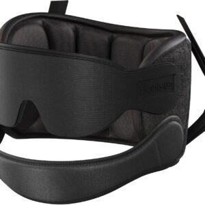 Airplane Pillow Combo with Chin Strap, Travel Pillows for Airplanes with Sleep Eye Mask, Plane Pillow for Long Flights, Car Road Trip, 360° Headrest, Stop Bobblehead, FSA HSA Eligible, Black